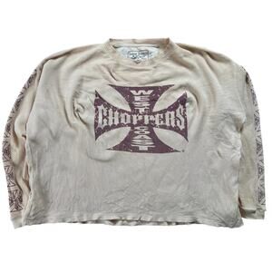 Vintage Jesse James West Coast Choppers Thermal Shirt 2XL Tan Oversized Boxy